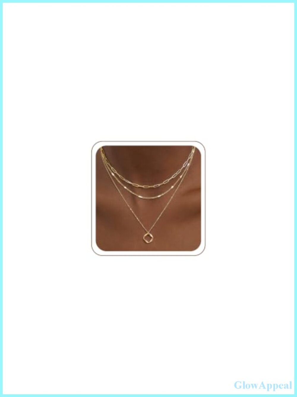 Dainty 14K Gold Plated Layered Necklace Set Paperclip Choker Pendant